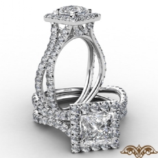 Cathedral Halo French Pave diamond Ring Platinum 950