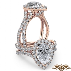 Cathedral Halo French Pave diamond Ring 18k Rose Gold