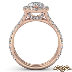Cathedral Halo French Pave diamond Ring 18k Rose Gold