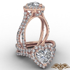 Cathedral Halo French Pave diamond Ring 18k Rose Gold