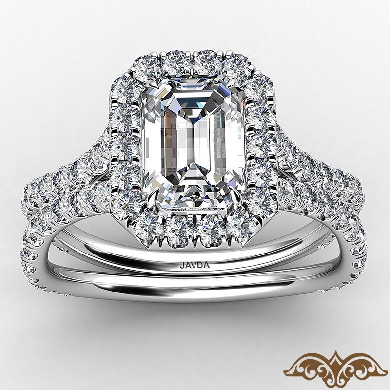 Cathedral Halo French Pave diamond Ring 14k Gold White