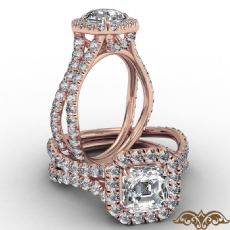 Cathedral Halo French Pave diamond Ring 18k Rose Gold