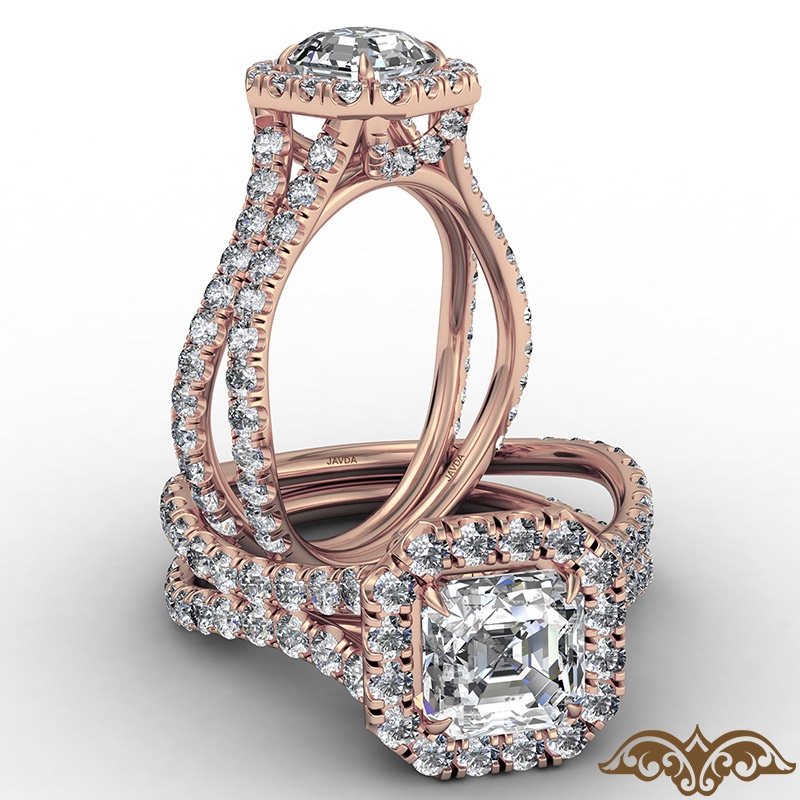 Cathedral Halo French Pave diamond  14k Rose Gold