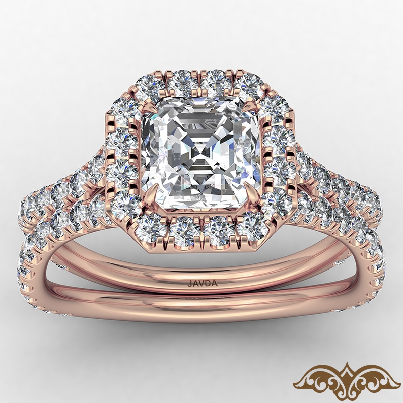 Cathedral Halo French Pave diamond  14k Rose Gold