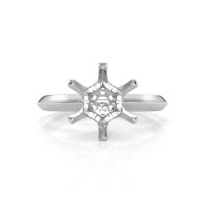 4g Six Prong Knife Edge Solitaire Engagement Ring Setting 14k White Gold 3mm Semi Mount