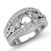 Diamond Engagement Round Cut Ring Platinum 950 Halo Setting Semi Mount 1Ct - javda.com 