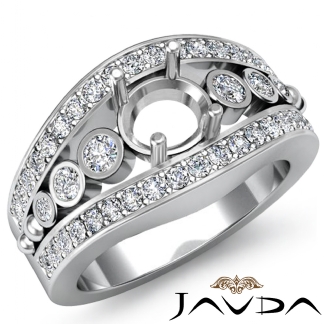 Diamond Engagement Round Cut Ring 18k Gold White Halo Setting Semi Mount 0.75Ct