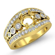 Diamond Engagement Round Cut Ring 14k Gold Yellow Halo Setting Semi Mount  (0.75Ct. tw.)