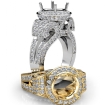 Round Diamond Engagement Ring Antique & Vintage Halo Pave Semi Mount 14k White Gold 2.7Ct - javda.com 