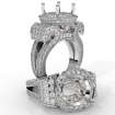 Round Diamond Engagement Ring Antique & Vintage Halo Pave Semi Mount 14k White Gold 2.99Ct - javda.com 