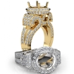 Round Diamond Engagement Ring Antique & Vintage Halo Pave Semi Mount 14k Yellow Gold 2.99Ct - javda.com 