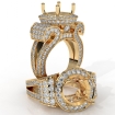 Round Diamond Engagement Ring Antique & Vintage Halo Pave Semi Mount 14k Yellow Gold 2.99Ct - javda.com 