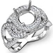 Halo Pave Setting Diamond Engagement Round Semi Mount Ring 18k Gold White 1.3Ct