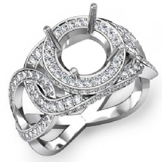 Halo Diamond Engagement Round Semi Mount Ring 14K White Gold 1.3Ctw