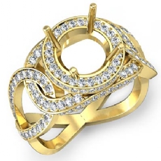 Halo Diamond Engagement Round Semi Mount Ring 14k Gold Yellow  (1.3Ct. tw.)