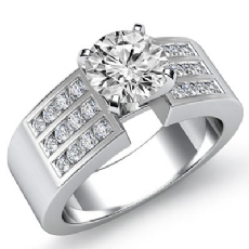 Channel Set Sidestone diamond Ring 14k Gold White