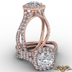 Cathedral Halo French Pave diamond Ring 14k Rose Gold