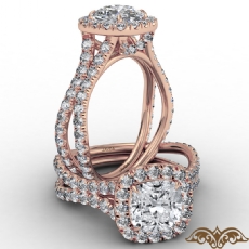 Cathedral Halo French Pave diamond Ring 18k Rose Gold