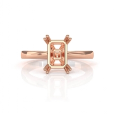 4.5g Emerald Diamond Semi Mount Solitaire Engagement Ring Setting 14k Rose Gold