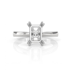 4.5g Emerald Diamond Semi Mount Solitaire Engagement Ring Setting 14k White Gold