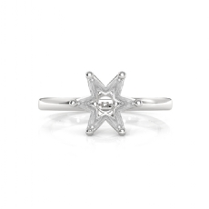 4.5g Diamond Solitaire Engagement Setting 14k White Gold 6 Prong Semi Mount Ring