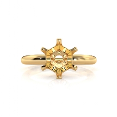 5g  Round Diamond Engagement Solitaire 6 Prong Ring Semi Mount 18k Gold Yellow Setting