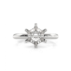 4g Round Diamond Engagement Solitaire 6 Prong Ring Semi Mount 14k W Gold Setting