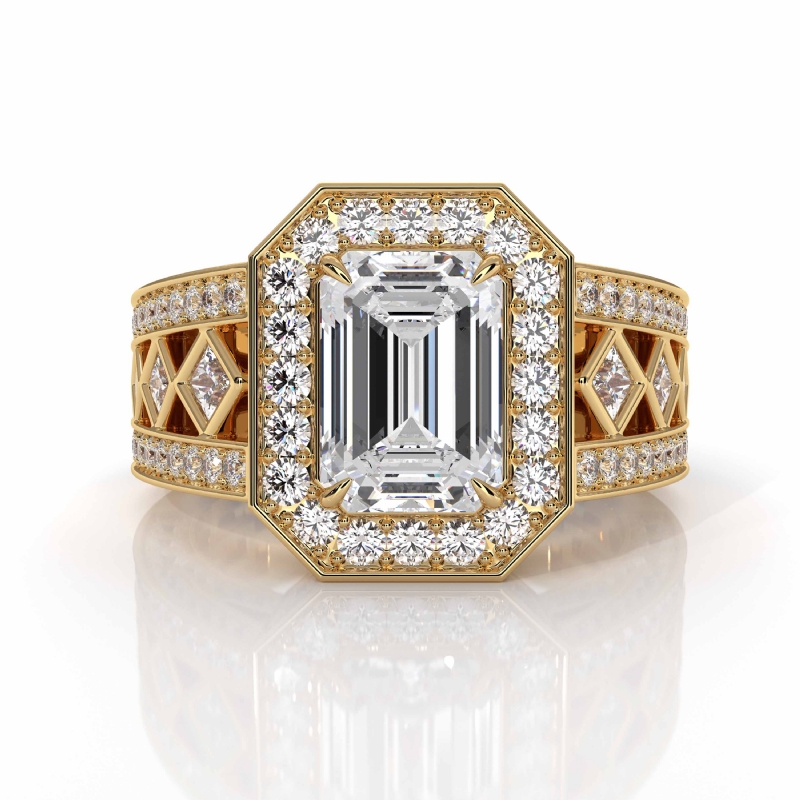 Vintage Style Bezel Halo Pave diamond Hot Deals 18k Gold Yellow