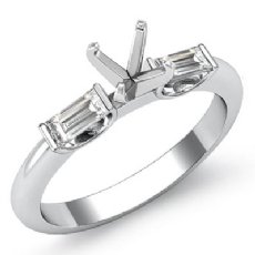 Baguette Round Diamond 3Stone Engagement Ring Setting 14k Gold 0.30Ct