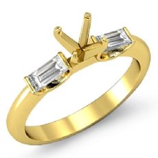 Baguette Round Diamond 3Stone Engagement Ring Setting 14k Gold Yellow  (0.3Ct. tw.)