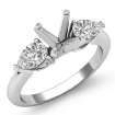 Pear Diamond 3 Stone Engagement Ring 14k White Gold Round Semi Mount 0.5Ct - javda.com 