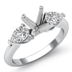 Pear Diamond 3 Stone Engagement Ring 14K W Gold Round Semi Mount 0.5Ct
