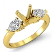 Pear Diamond Three Stone Engagement Setting Ring 18k Yellow Gold Round SemiMount 0.5Ct - javda.com 