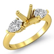 Pear Diamond 3 Stone Engagement Ring 14k Gold Yellow Round Semi Mount  (0.5Ct. tw.)