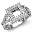 1.4Ct Diamond Engagement Ring Princess Semi Mount 14k White Gold Halo - javda.com 