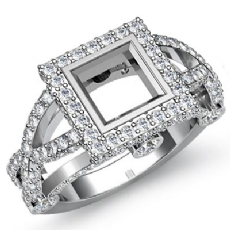 1.4ctw Diamond Engagement Ring Princess Semi Mount 14K White Gold Halo