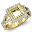 1.4Ct Diamond Engagement Ring Princess Semi Mount 18k Yellow Gold Halo - javda.com 