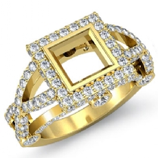 Diamond Engagement Ring Princess Semi Mount 14k Gold Yellow Halo (1.4Ct. tw.)