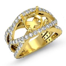 Diamond Engagement Ring Round Semi Mount Halo Pave Setting 18k Gold Yellow (1.2Ct. tw.)