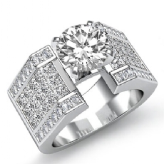 Invisible Setting Shank diamond Ring 14k Gold White