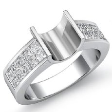 0.86Ct Princess Diamond Women's Engagement Ring Invisible Setting 14K White Gold