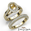 Pave Diamond Engagement Ring Bridal Sets 18k Yellow Gold Oval Semi Mount 1.7Ct - javda.com 