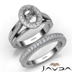 Pave Diamond Engagement Ring Bridal Sets 14k White Gold Oval Semi Mount 1.7Ct - javda.com 