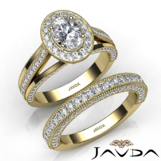 Halo Bridal Set Milgrain Edge diamond Hot Deals 18k Gold Yellow