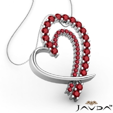 Round Diamond Fancy Heart Pendant 14K White Gold (0.68 ct tw)