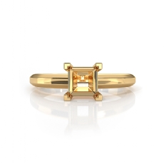 Solitaire Diamond Engagement Ring 18k Gold Yellow Princess Semi Mount