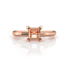 Solitaire Diamond Engagement Ring 14k Rose Gold Princess Semi Mount
