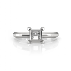 Solitaire Diamond Engagement Ring 14k White Gold Princess Semi Mount