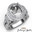 Vintage Oval Diamond Engagement Semi Mount Ring Halo Setting 14k White Gold 2.6Ct - javda.com 