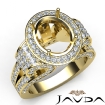 Vintage Oval Diamond Engagement Semi Mount Ring Halo Setting 14k Yellow Gold 2.6Ct - javda.com 